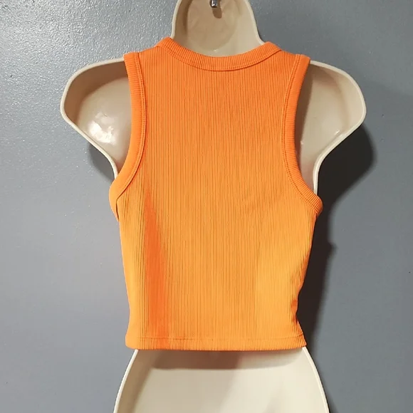 H&M Vibrant Orange Tank Vest Cropped Top - Picture 11 of 17